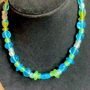 Glass Bead Necklace With Silver Clasp